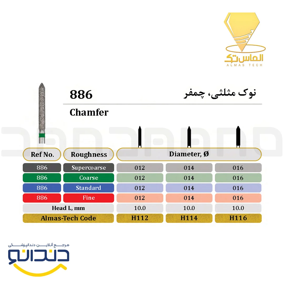 فرز الماسی توربین چمفر نوک مثلثی - الماس تک